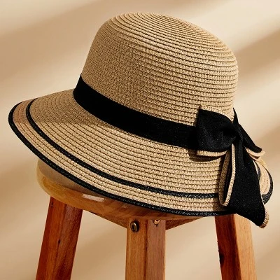 Women's Chic Black Bow Embellished Straw Sun Hat - Cupshe 2 Women's Chic Black Bow Embellished Straw Sun Hat - Cupshe - Image 2