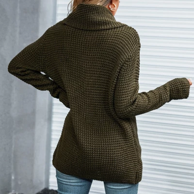 Women's Buttoned Turtleneck Wrap Sweater - Cupshe 2 Women's Buttoned Turtleneck Wrap Sweater - Cupshe - Image 2
