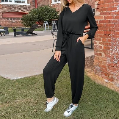 Women's Cutout V-Neck Jogger Jumpsuit - Cupshe 5 Women's Cutout V-Neck Jogger Jumpsuit - Cupshe - Image 5