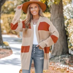 Women's Striped Textured Knit Open Front Cardigan - Cupshe -BLAZER GUEST a294f7b4 1fcf 46ad 9c2f e18d82f69e58