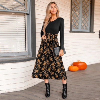 Women's Belted Floral Print Long Sleeve Maxi Dress - Cupshe 2 Women's Belted Floral Print Long Sleeve Maxi Dress - Cupshe - Image 2