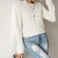 Women's Cable Knit Drop Shoulder Sweater - Cupshe