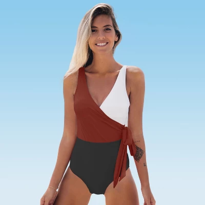 Women's Color Block Tie Side One Piece Swimsuit - Cupshe 11 Women's Color Block Tie Side One Piece Swimsuit - Cupshe - Image 11