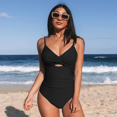 Women's Twist Front Cutout One Piece Swimsuit -Cupshe 4 Women's Twist Front Cutout One Piece Swimsuit -Cupshe - Image 4