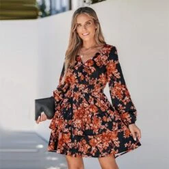 Women's Floral Print Smocked Ruffled Mini Dress - Cupshe -BLAZER GUEST a690a60f 1250 44e4 93e4 b7faaeb6d79e