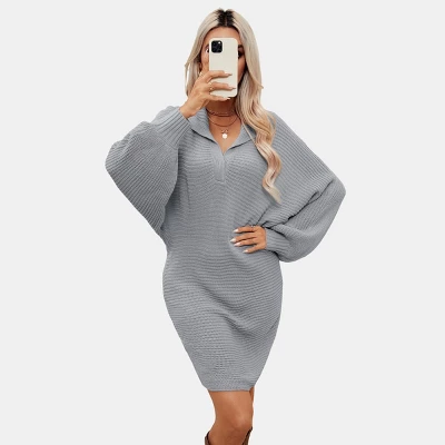 Women's Chunky Knit V-Neck Collar Sweater Dress - Cupshe 8 Women's Chunky Knit V-Neck Collar Sweater Dress - Cupshe - Image 8