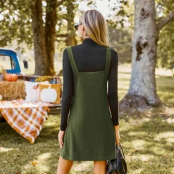 Women's Olive Green Corduroy Button-Front Pinafore Dress - Cupshe -BLAZER GUEST a77f4e20 43f3 461f a230 8600d2fd00c6