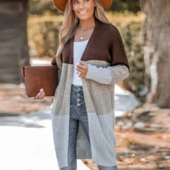 Women's Striped Purl Knit Open Front Cardigan - Cupshe -BLAZER GUEST a7967fa3 a87d 4d93 8e6c 433b93158eed