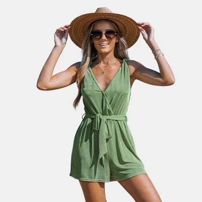 Women's Belted Knotted Cami Romper - Cupshe 7 Women's Belted Knotted Cami Romper - Cupshe - Image 7