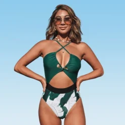 Women's Cutout One Piece Crisscross Front Drawstring Bathing Suit- Cupshe -BLAZER GUEST a961f46d ad80 471b 81ff 603e0238c4f5