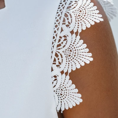 Women's Scalloped Contrast Lace V-Neck Top - Cupshe 5 Women's Scalloped Contrast Lace V-Neck Top - Cupshe - Image 5