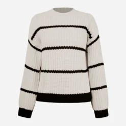 Women's Striped Mock Neck Chunky Knit Sweater - Cupshe -BLAZER GUEST aa6ac654 be1c 4349 aa9f e8c8e9a4b3db