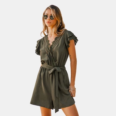 Women's Scalloped Lace Ruffled Belted Romper - Cupshe 7 Women's Scalloped Lace Ruffled Belted Romper - Cupshe - Image 7
