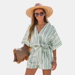 Women's Belted Surplice Neck Striped Romper - Cupshe 11 Women's Belted Surplice Neck Striped Romper - Cupshe -BLAZER GUEST acad92d5 8bb9 492b b8eb 4348965ff060