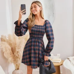 Women's Chic Navy Plaid Square Neck Mini Dress - Cupshe -BLAZER GUEST ae147bb6 4778 4843 9fa3 c9bbbf8bd5de