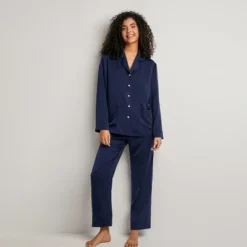 Women's Blue Satin Collared Pajama Top & Pants Set - Cupshe 13 Women's Blue Satin Collared Pajama Top & Pants Set - Cupshe -BLAZER GUEST aec232f9 21b2 4220 99a6 5516147b674e