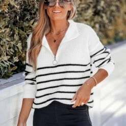Women's Striped Drop Sleeve Sweater - Cupshe 12 Women's Striped Drop Sleeve Sweater - Cupshe -BLAZER GUEST b192b269 42ad 4f47 9fc8 f446c61bb47e