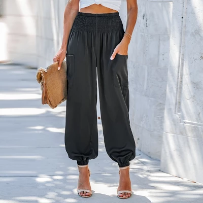 Women's Smocked High Waist Ruched Joggers - Cupshe 5 Women's Smocked High Waist Ruched Joggers - Cupshe - Image 5