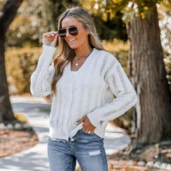 Women's Cable Knit Button-Front Cardigan - Cupshe -BLAZER GUEST b47c93f0 78e2 47b8 935f 426fea07f8ef