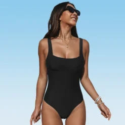 Women's Wide Straps Vintage Square Neck One Piece Swimsuit -Cupshe -BLAZER GUEST b49c2e96 5aac 453e aee6 ae7458890eb6
