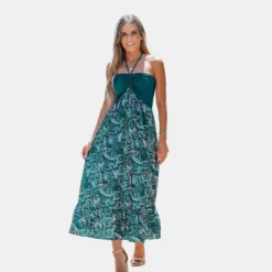 Women's Paisley Print Halter Ruched Maxi Dress - Cupshe -BLAZER GUEST b5398150 8ac2 4fe1 adfb ac8d15a88ec9