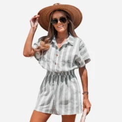 Women's Striped Basic Collar Romper - Cupshe 11 Women's Striped Basic Collar Romper - Cupshe -BLAZER GUEST b57191ab 36f9 4353 9361 c7ee865ee050