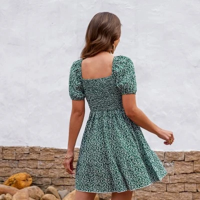 Women's Floral Smocking Square Neck Mini Dress - Cupshe 2 Women's Floral Smocking Square Neck Mini Dress - Cupshe - Image 2