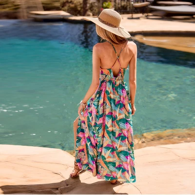 Women's Vibrant Tropical Leaf Print Maxi Dress - Cupshe 3 Women's Vibrant Tropical Leaf Print Maxi Dress - Cupshe - Image 3