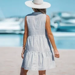 Women's Striped V-Neck Mini Dress - Cupshe -BLAZER GUEST b9b8df24 b540 4b69 a7de 831b0319f966