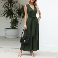 Women's Green V-Neck Wide Leg Jumpsuit With Waist Tie - Cupshe 13 Women's Green V-Neck Wide Leg Jumpsuit With Waist Tie - Cupshe -BLAZER GUEST ba285bcb 5d6e 4b04 9b45 7a4586f48390