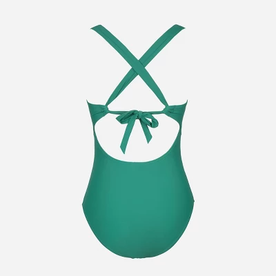 Women's Ruched Cross Back One Piece Swimsuit - Cupshe 2 Women's Ruched Cross Back One Piece Swimsuit - Cupshe - Image 2