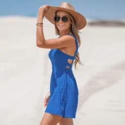 Women's Square Neck Smocking Romper - Cupshe