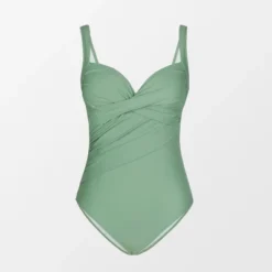 Women's One Piece Swimsuit Ruched Crisscross Middle Cut Bathing Suit -Cupshe -Green