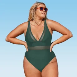 Women's Plus Size V Neck Mesh Sheer One Piece Swimsuit -Cupshe -BLAZER GUEST bd041c96 b436 4a8c 8618 5653c73b6bb1