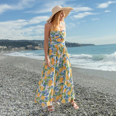Women's Vibrant Lemon Print Maxi Dress For Beach Getaways - Cupshe 2 Women's Vibrant Lemon Print Maxi Dress For Beach Getaways - Cupshe - Image 2