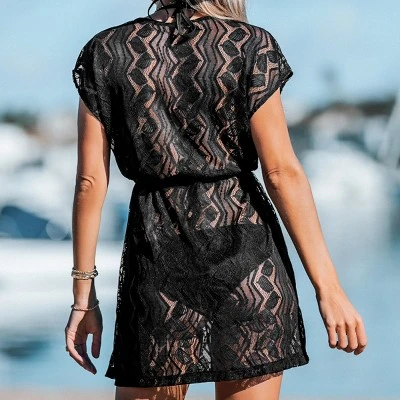 Women's Crochet Drawstring Cover-Up Dress -Cupshe 1 Women's Crochet Drawstring Cover-Up Dress -Cupshe