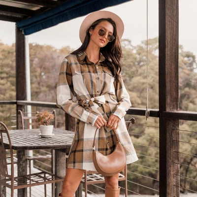 Women's Plaid Belted Button-Front Mini Dress - Cupshe 3 Women's Plaid Belted Button-Front Mini Dress - Cupshe - Image 3