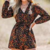 Women's Belted Ditsy Floral Print Romper - Cupshe