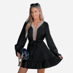 Women's Belted Lace Trim Trumpet Sleeve Dress - Cupshe 9 Women's Belted Lace Trim Trumpet Sleeve Dress - Cupshe -BLAZER GUEST bf1af679 1ead 4cf9 88fd f4cf8cee5013