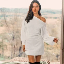 Women's Chunky Knit One-Shoulder Sweater Dress - Cupshe -BLAZER GUEST bfe23c22 bc45 4eec 92a8 e83d1a5708c7