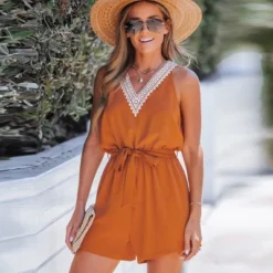 Women's Lace V-Neck Belted Romper - Cupshe 9 Women's Lace V-Neck Belted Romper - Cupshe -BLAZER GUEST c01a8c74 b1fe 48c1 a1b0 52ebde682482