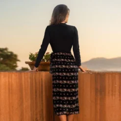 Women's Elegant High Neckline Wrap Front Floral Midi Dress - Cupshe