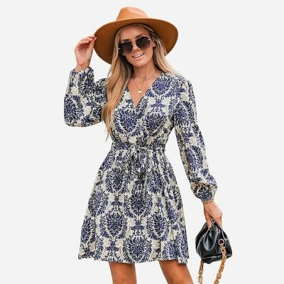Women's Ornate Print Surplice Neck Mini Dress - Cupshe 7 Women's Ornate Print Surplice Neck Mini Dress - Cupshe - Image 7