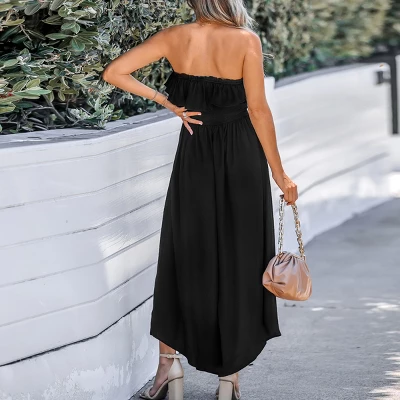 Women's Onyx Ruffled Off-the-Shoulder Jumpsuit - Cupshe 2 Women's Onyx Ruffled Off-the-Shoulder Jumpsuit - Cupshe - Image 2