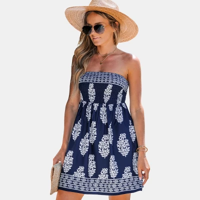 Women's Geo Print Smocked Mini Tube Dress - Cupshe 7 Women's Geo Print Smocked Mini Tube Dress - Cupshe - Image 7