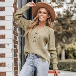 Women's Crochet Rib Half-Buttoned Sweater - Cupshe -BLAZER GUEST c58ffb98 d8d7 414b be44 4fa066fd4d1d