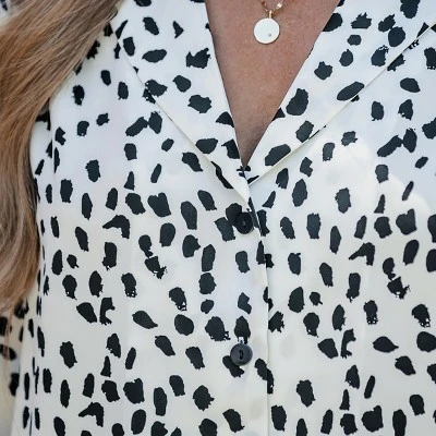 Women's Long Sleeve Shirts Blouse Animal Print Tops - Cupshe -White/Black 4 Women's Long Sleeve Shirts Blouse Animal Print Tops - Cupshe -White/Black - Image 4