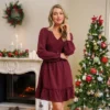 Women's Burgundy Tiered Ruffle Mini Dress - Cupshe