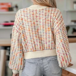 Women's Rainbow Stitching Drop Sleeve Cropped Sweater - Cupshe -BLAZER GUEST c769f6c4 3b2f 4932 8557 48335c61f4b6