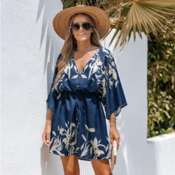 Women's Floral Dolman Sleeve Loose Drawstring Dress - Cupshe -BLAZER GUEST c864f285 4a0b 4704 9617 d1bc7e1e719b